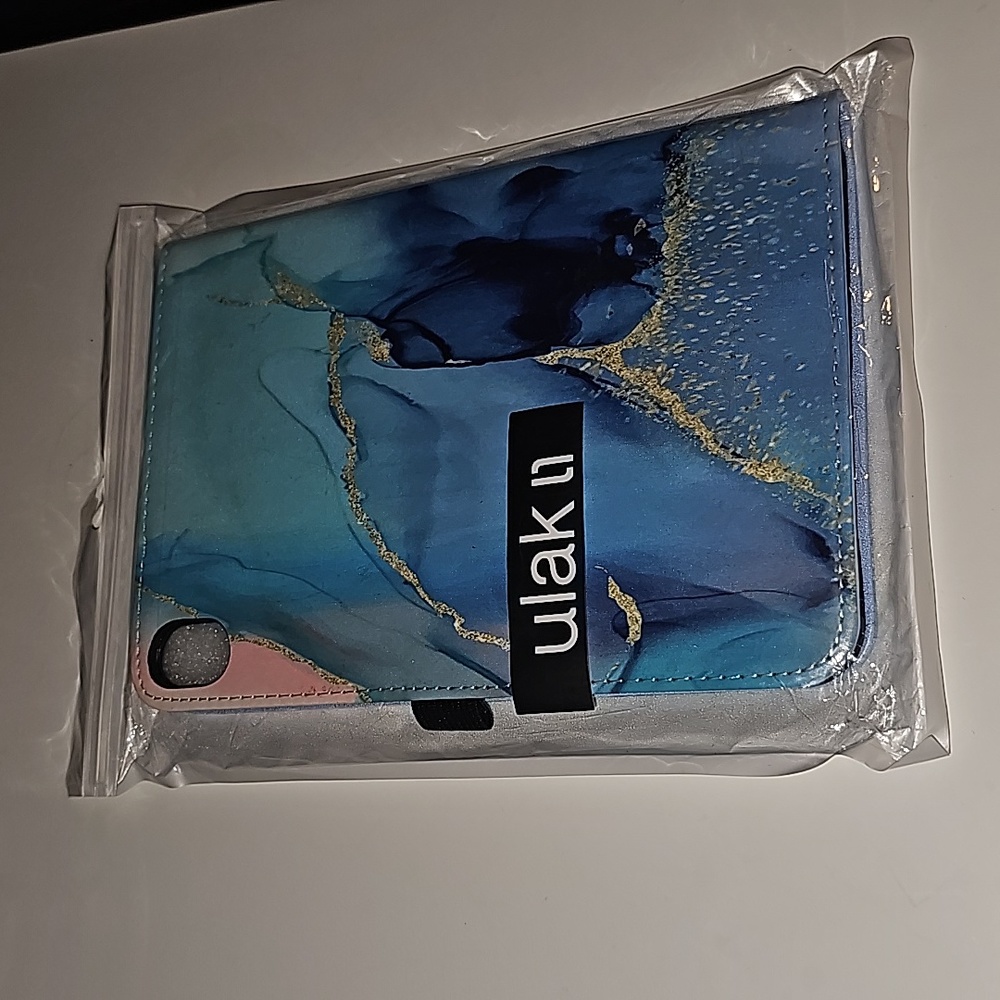 IPad ULAK Leather mini 6 case blue marble gold design NWT